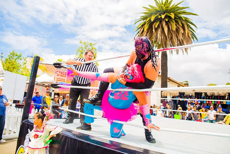 Lucha Libre fighters in the San Diego 5 de Mayo fair.