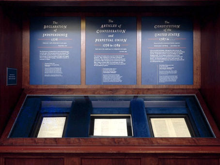 Pinacoteca contente la Costituzione degli Stati Uniti e la dichiarazione d'indipendenza