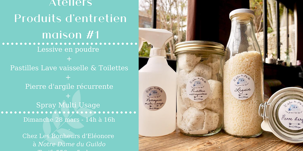Atelier Produits d'entretien #1 : Lessive + Pierre d'argile + Pastilles Lave vaisselle + Spray Nettoyant