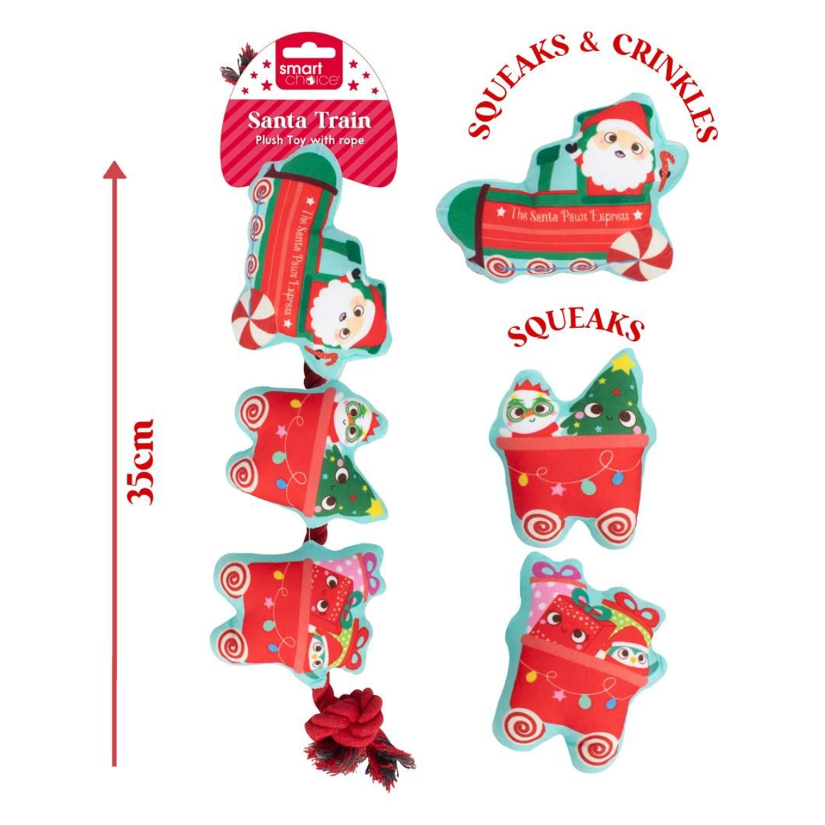 Santa Paws Train Rope & Plush Toy