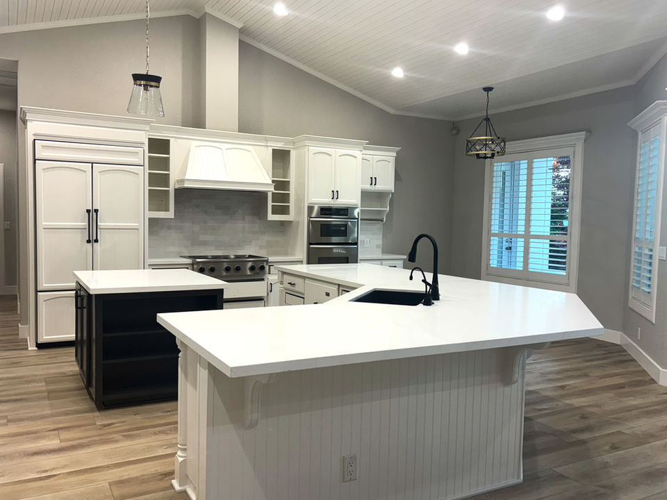 white based kitchen remodel in yuba city with large island