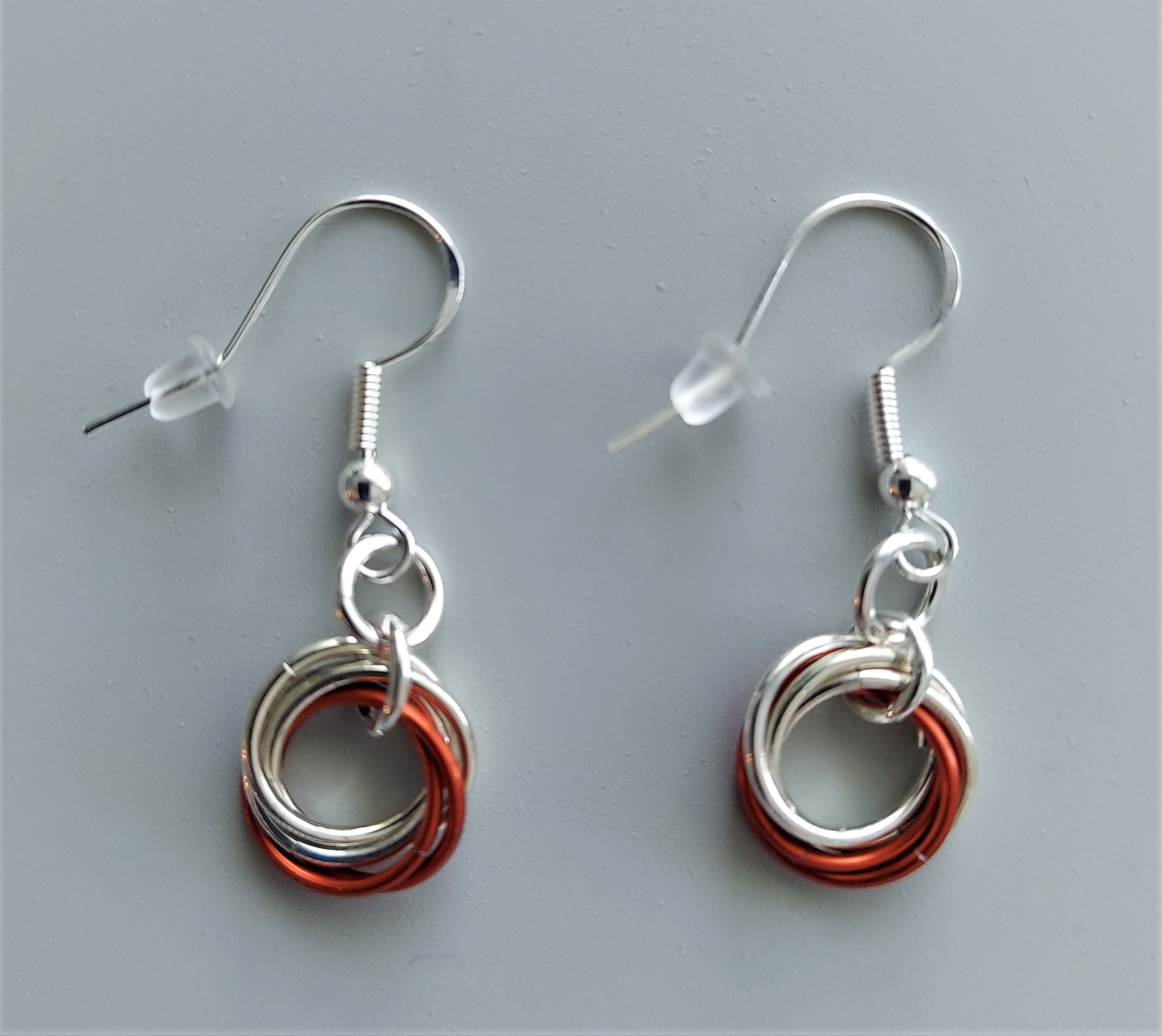 Sterling Silver  and orange Rosette earrings