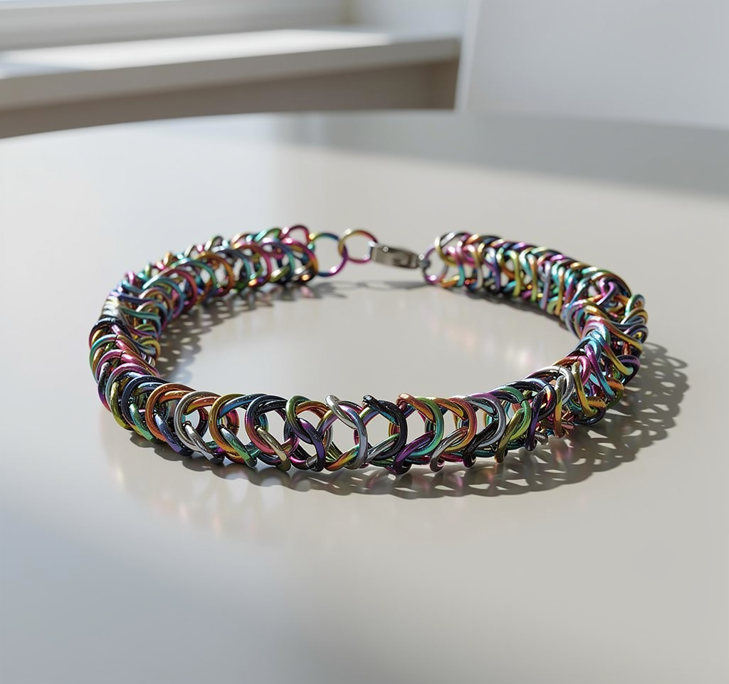 Niobium Box weave bracelet