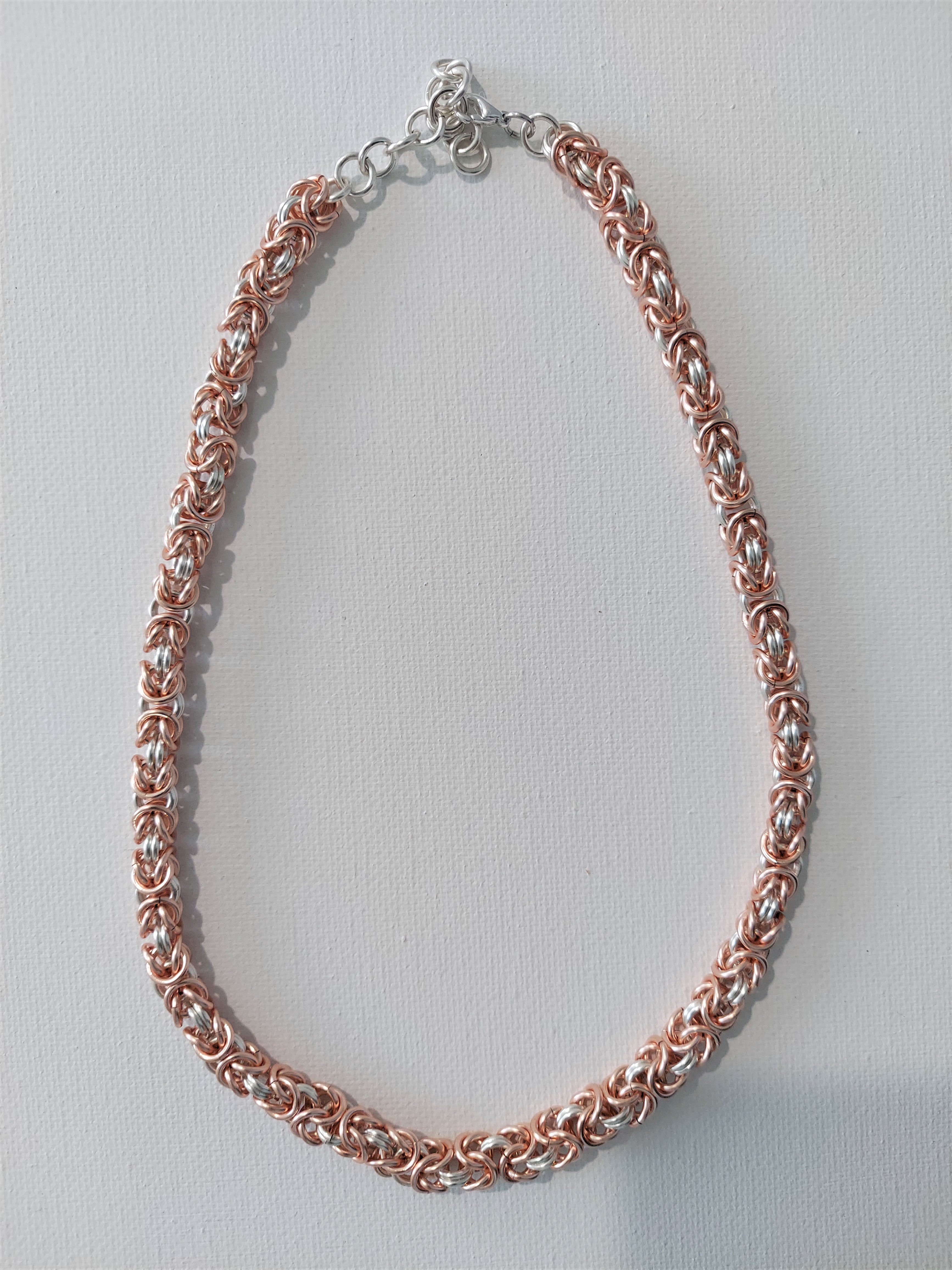 Byzantine necklace in Rose and Silver Enameled Silver