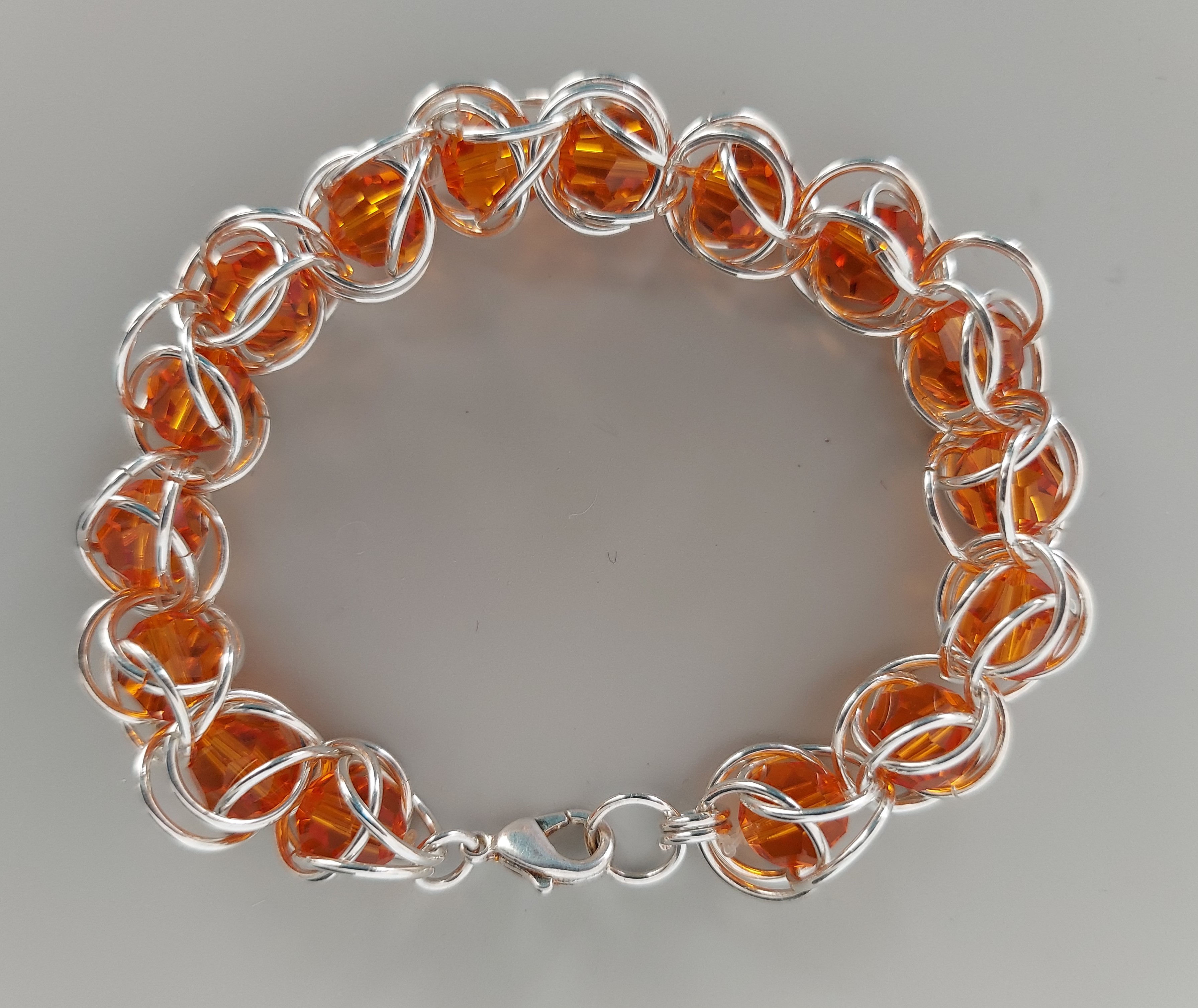 Orange Swarovski crystals bracelet
