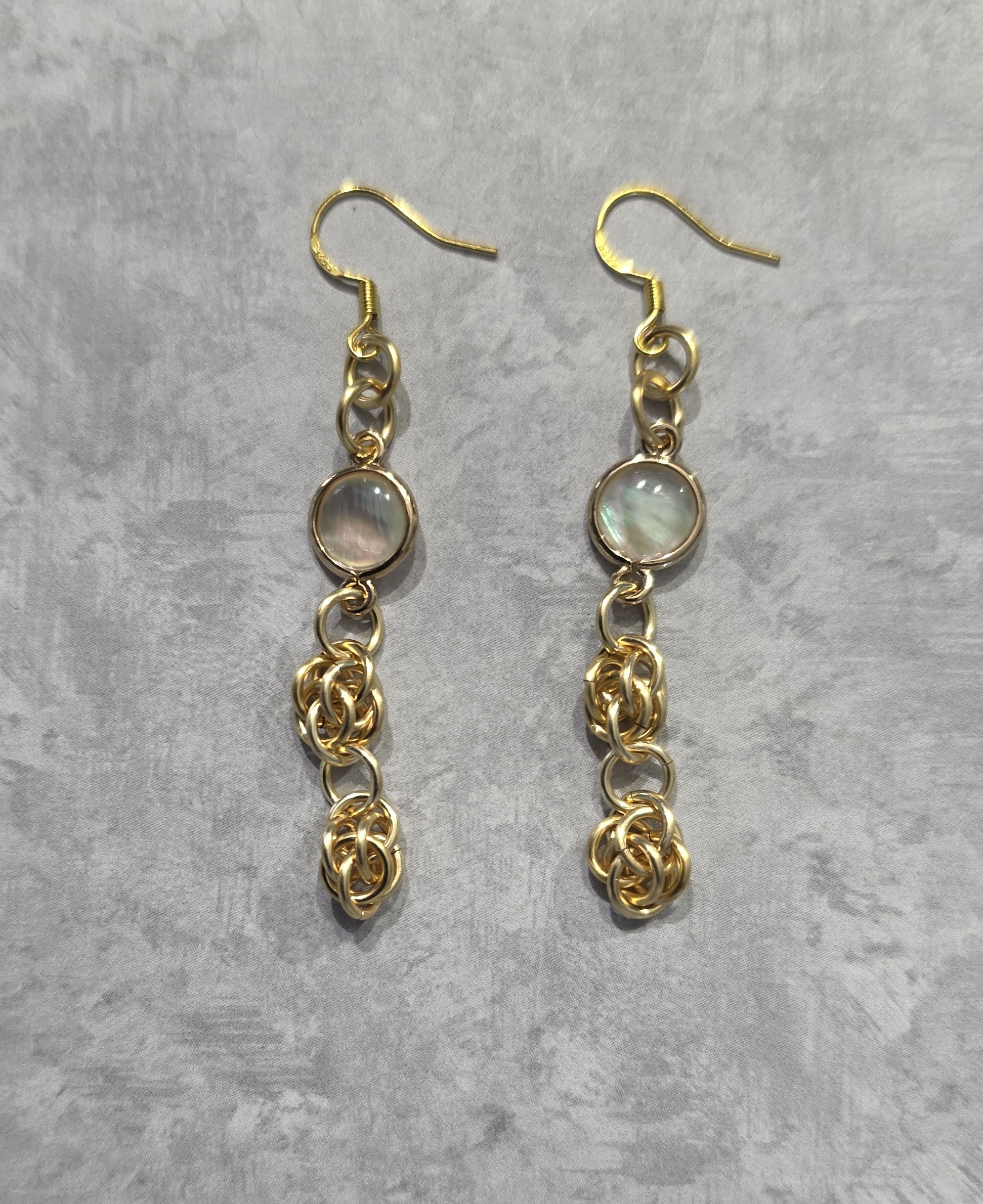 Sweet Pea earrings with abalone charms