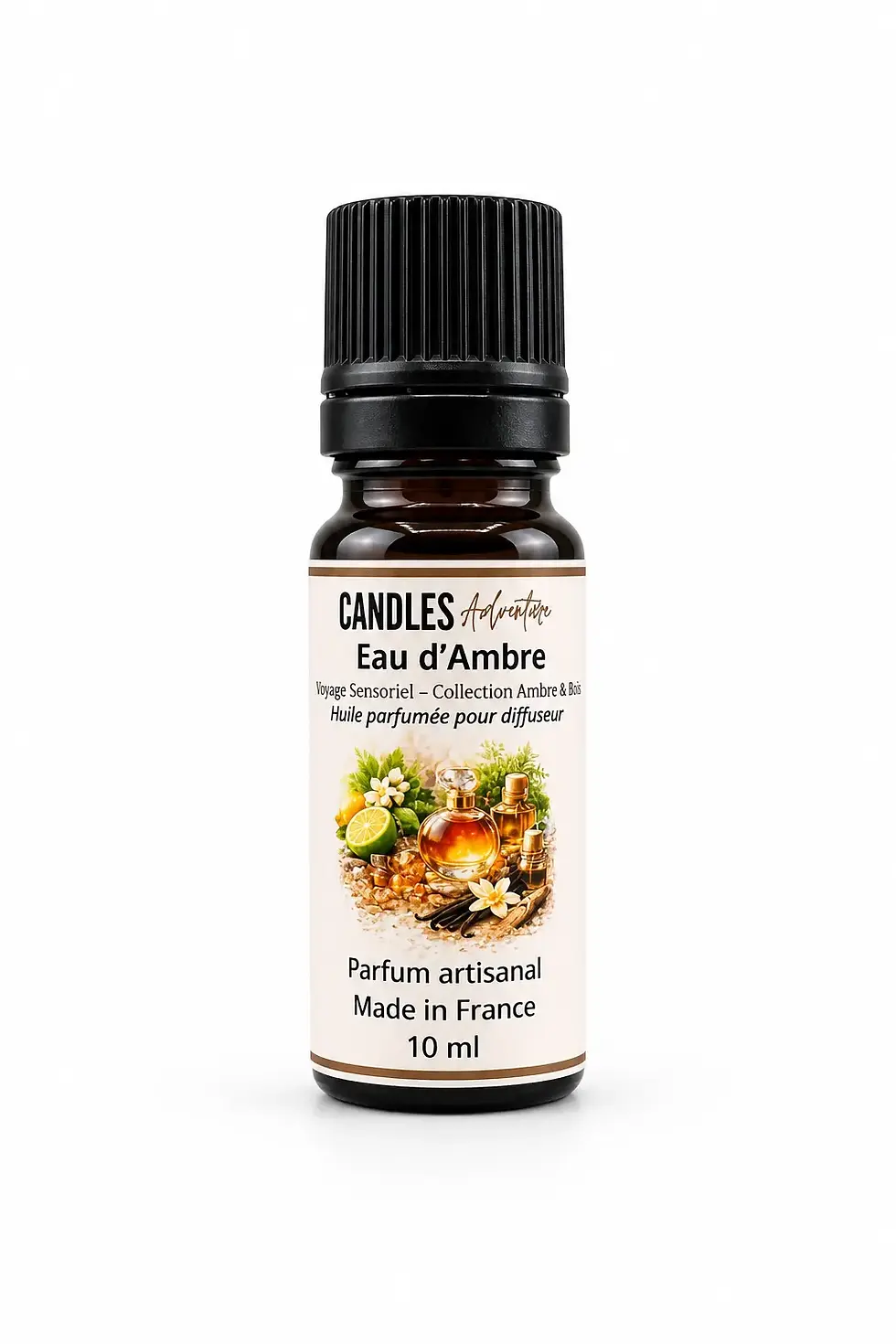 Miniature : Huile parfumée Eau d’Ambre 10 ml Candles Adventure – flacon en version studio pour diffuseur ultrasonique