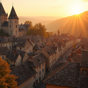 Vue sur Sarlat et les villages du Périgord noir au coucher du soleil lors d’un week-end en Dordogne