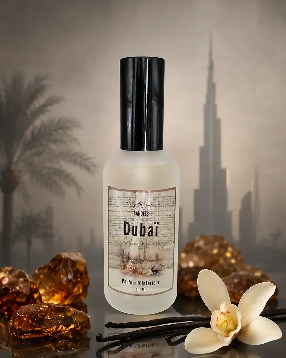 Parfum d’ambiance Dubaï Candles Adventure dans une ambiance chaleureuse avec ambre et vanille