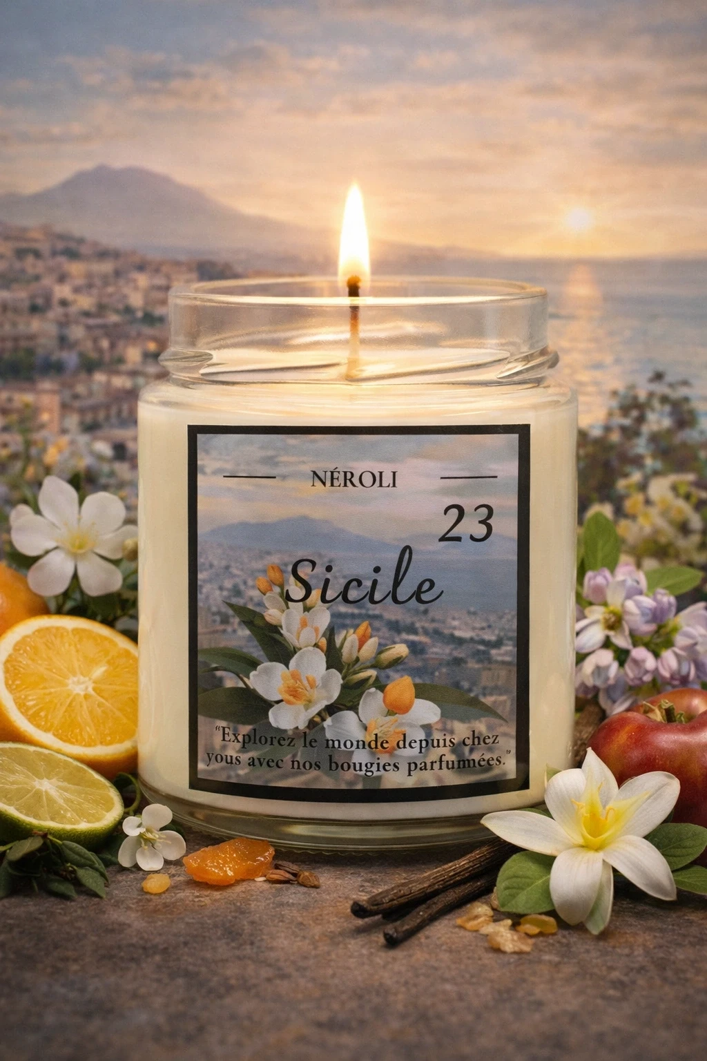 Bougie Sicile au parfum de néroli et fleur d'oranger | Candles Adventure
