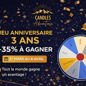 Jeu anniversaire Candles Adventure avec roue promotionnelle du 27 mars au 8 avril et réductions jusqu’à -35 %