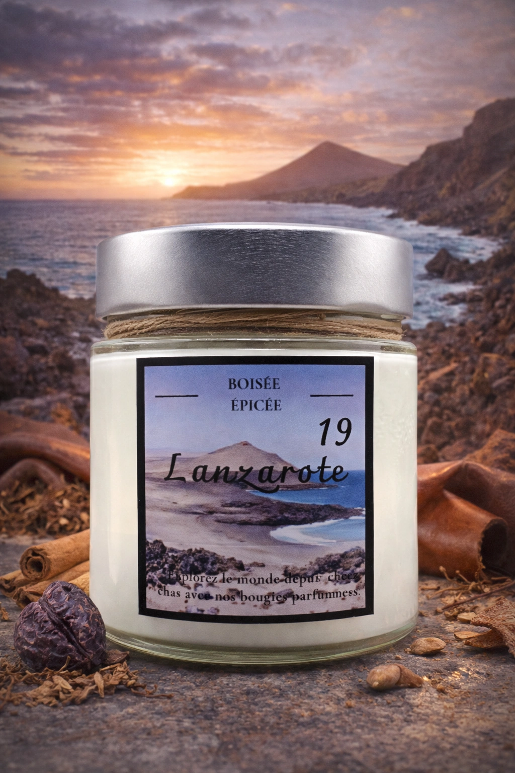 Bougie artisanale parfumée Lanzarote – Boisée & Épicée