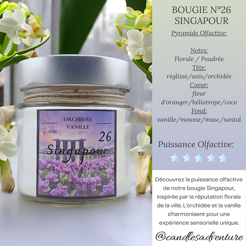 Bougie parfumée florale et poudrée à la vanille et orchidée, cire de soja naturelle