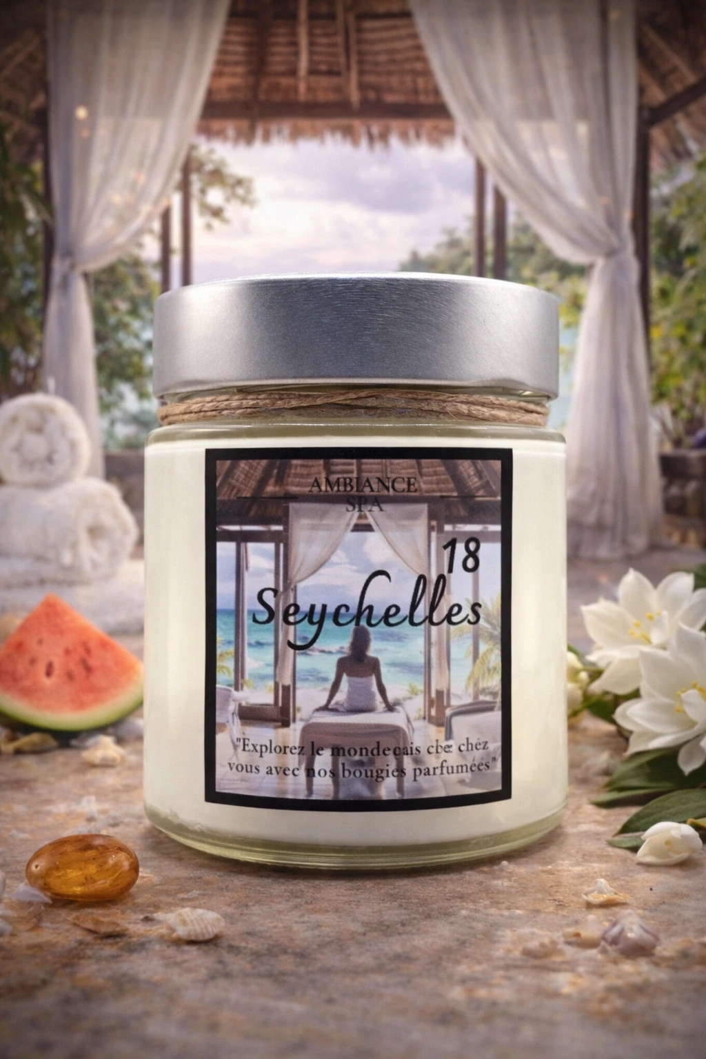 Bougie artisanale Seychelles – Ambiance Spa | Candles Adventure