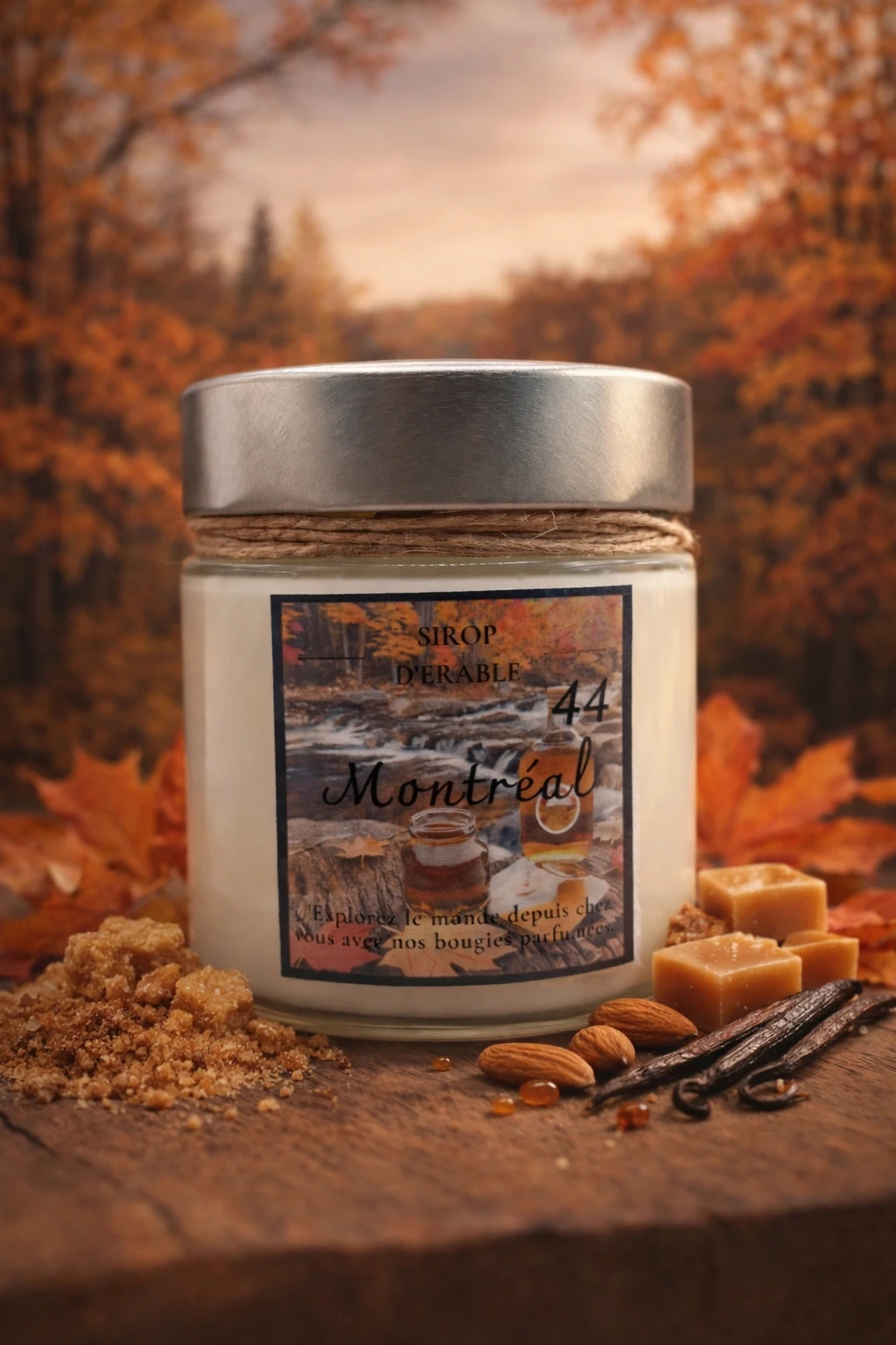 Bougie artisanale parfumée Montréal – Sirop d’Érable | Candles Adventure