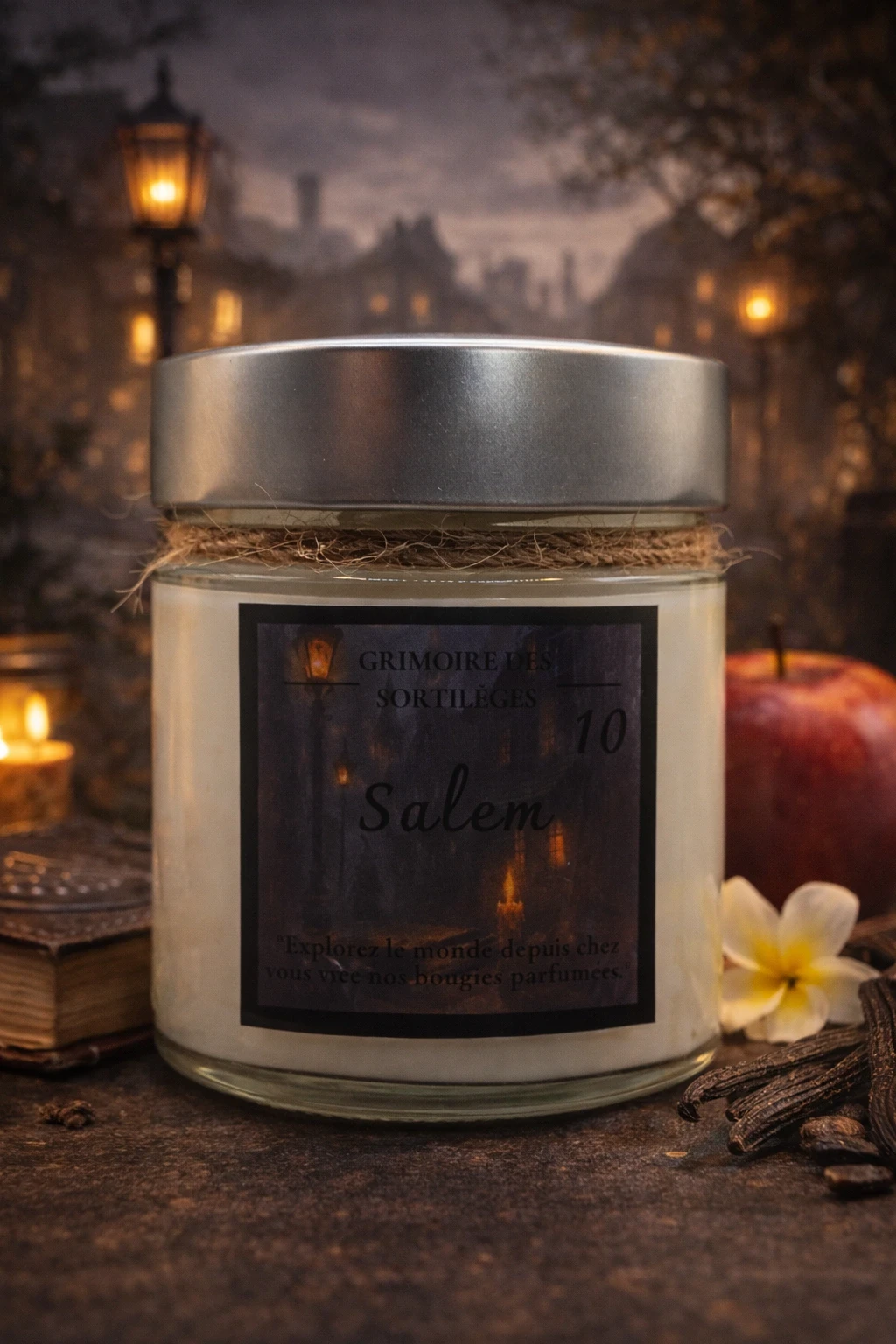 Bougie artisanale parfumée Salem – Grimoire des Sortilèges | Candles Adventure