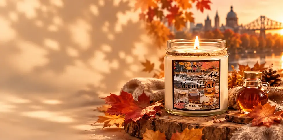 Bougie d’automne avec sirop d’érable à Montréal.webp