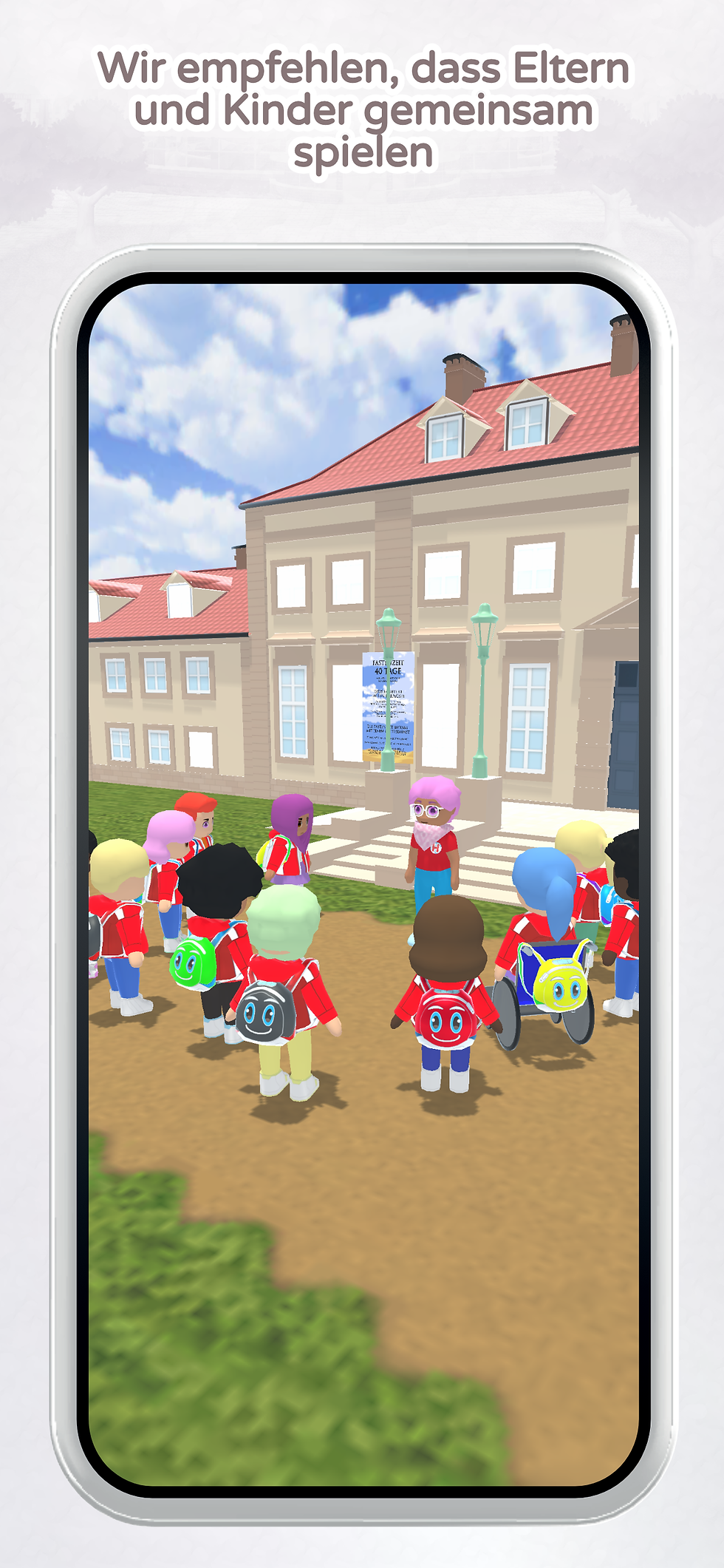 Wir empfehlen, dass Eltern und Kinder gemeinsam spielen