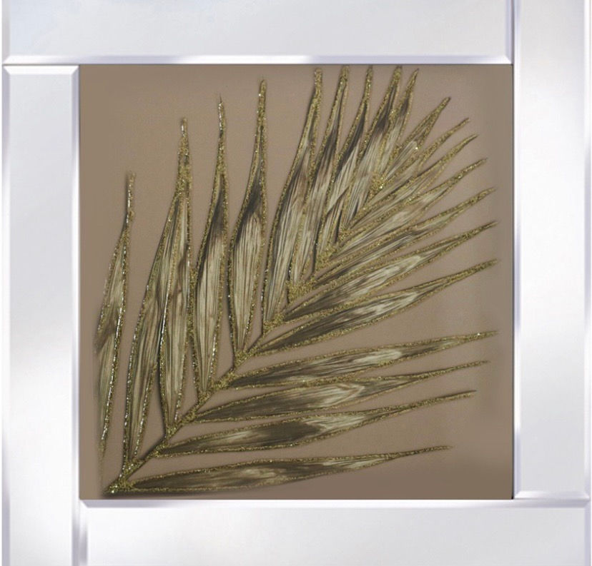Tropical Gold Leaf on Mirrored Frame 60x60cm