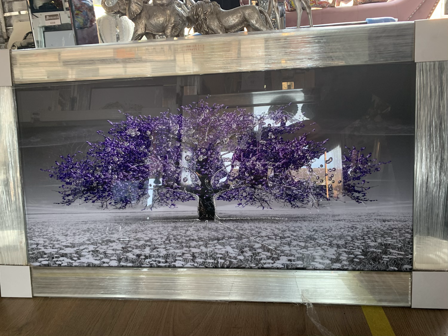 Ultra Violet Cherry Tree on Mirrored Frame 115x65cm