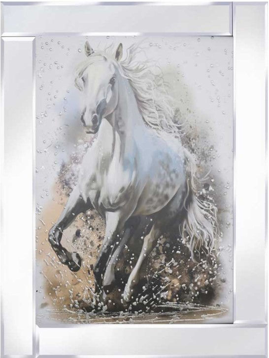 Horse Through Water on Mirrored Frame