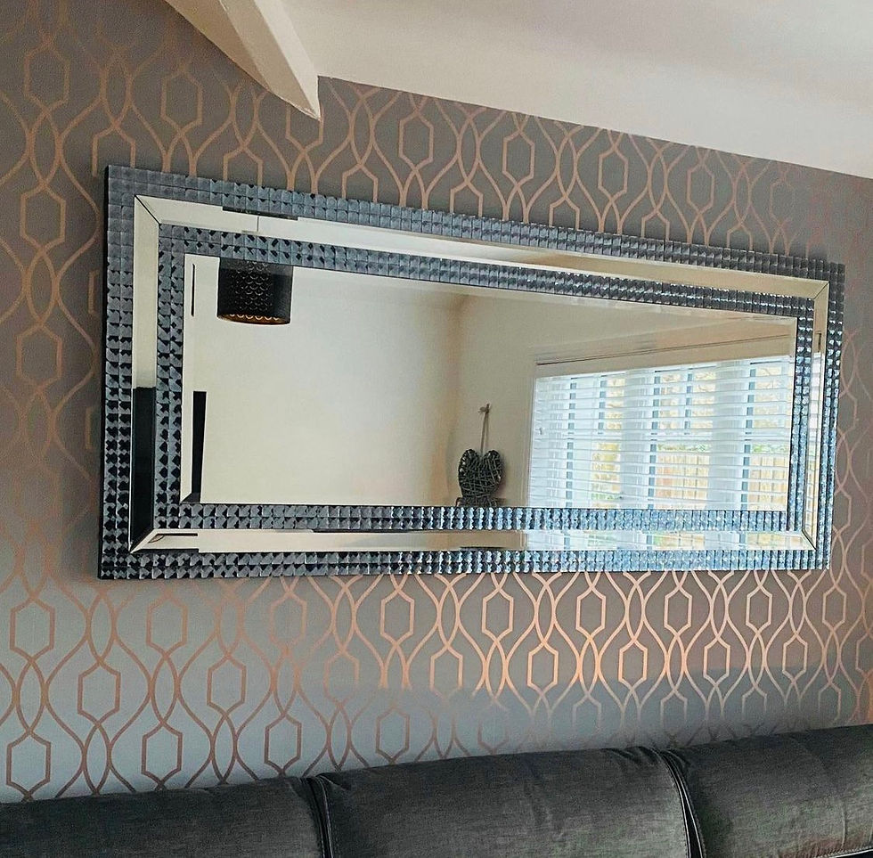 Large Blue & Silver Tile Mirror 200x90cm