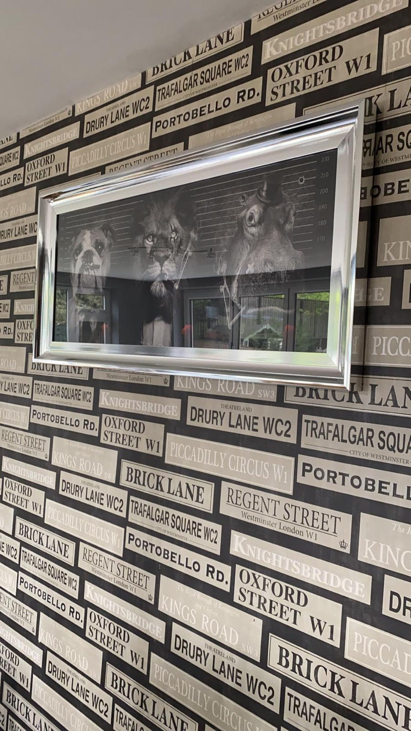 Mafia Trio on Chrome Scoop Frame 115x55cm