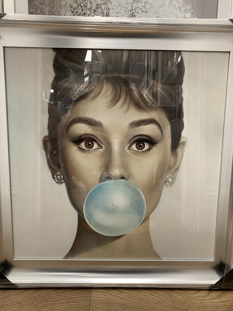 Thumbnail: Audrey Bubble Gum Chrome Scoop Frame 75x75cm