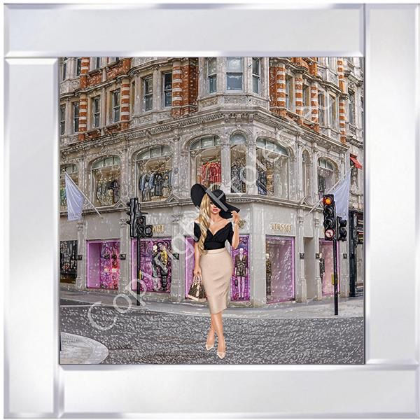 Versace Lady on Mirrored Frame 55x55cm