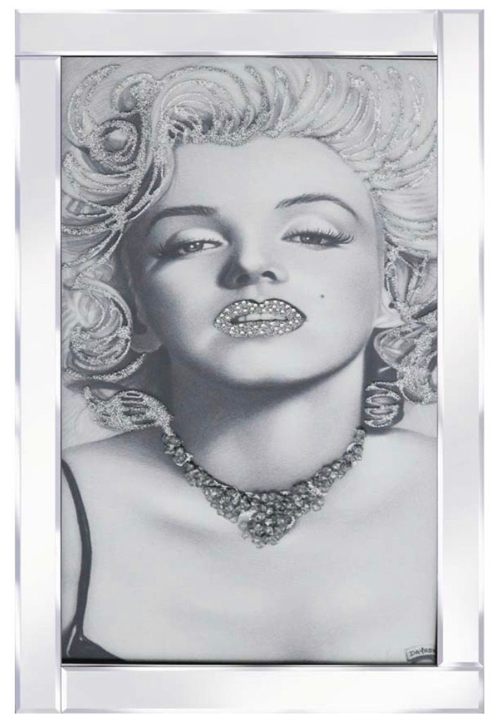Thumbnail: Marilyn Glitter Lips on Mirrored Frame