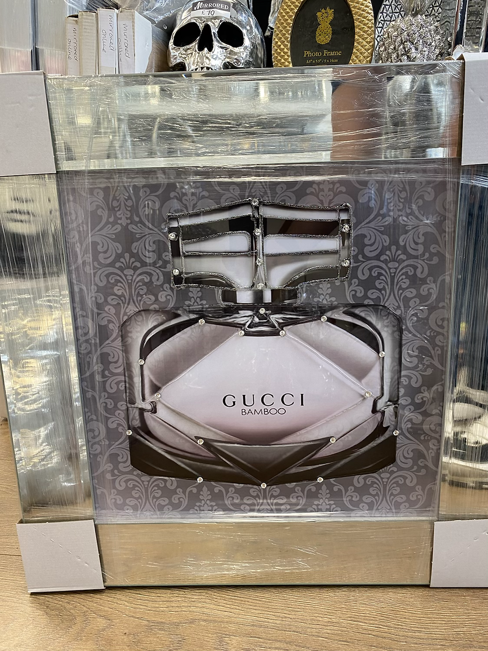 Perfume Bottle on Mirrored Frame 55x55cm