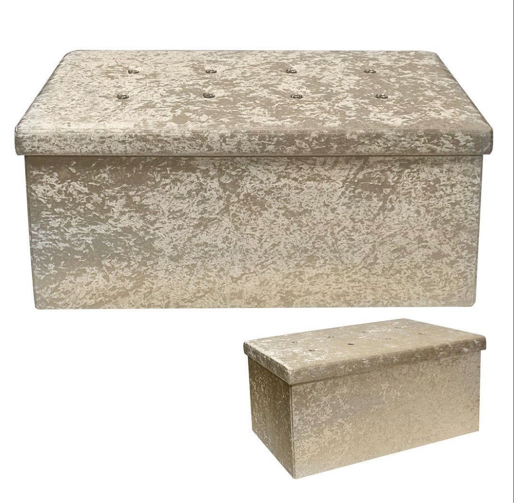 Champagne Large Crushed Velvet Storage Box