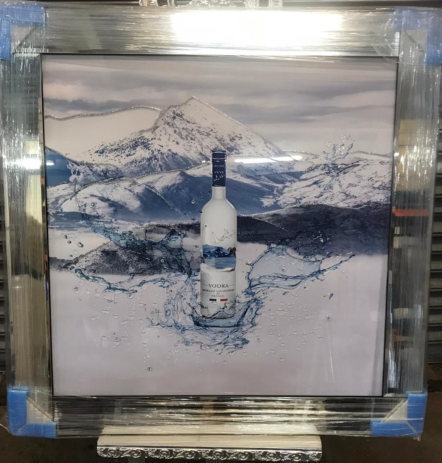 Vodka on Mirrored Frame 55x55cm