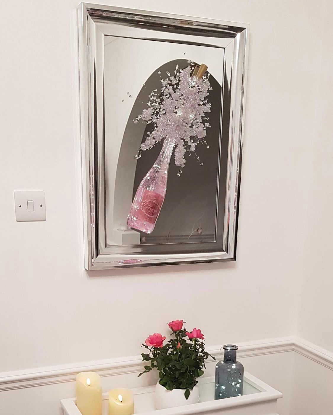 Light Up 3D Pink Champagne Mirror 75x55cm