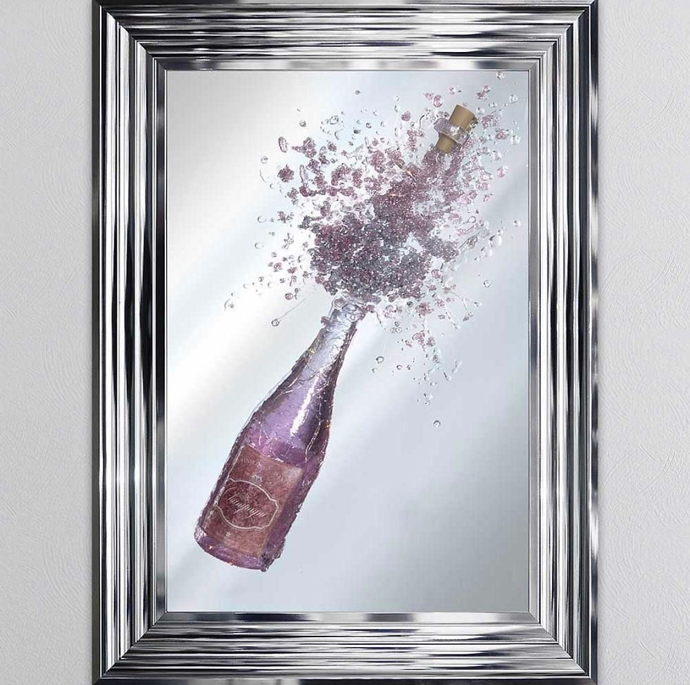 Thumbnail: 3D Light Up Champagne Bottle Mirror on Chrome Step Frame 75x55cm
