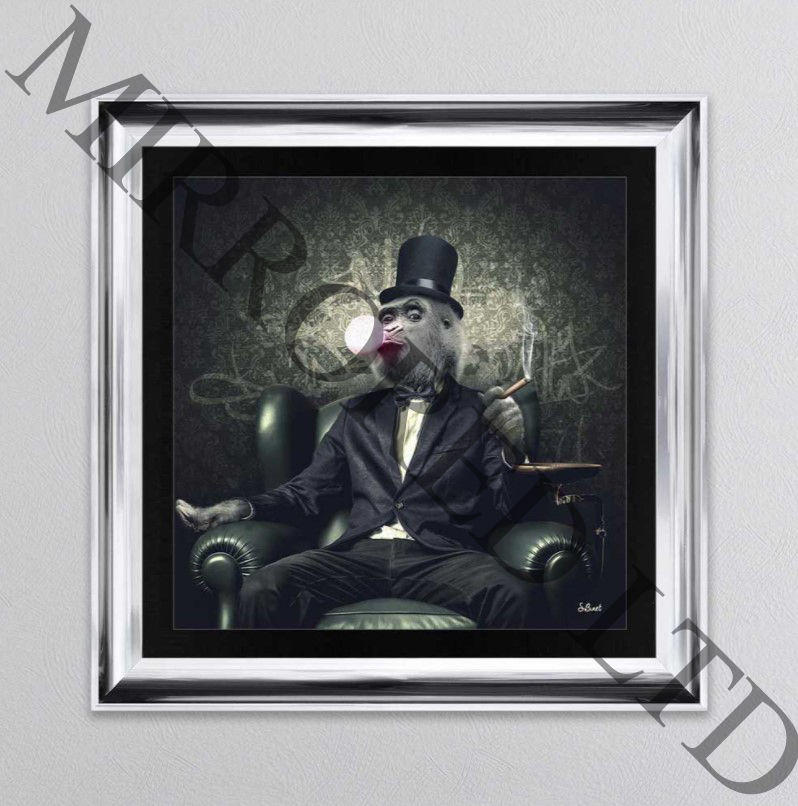 Thumbnail: Monkey Bubble Gum on Chrome Scoop Frame  90x90cm