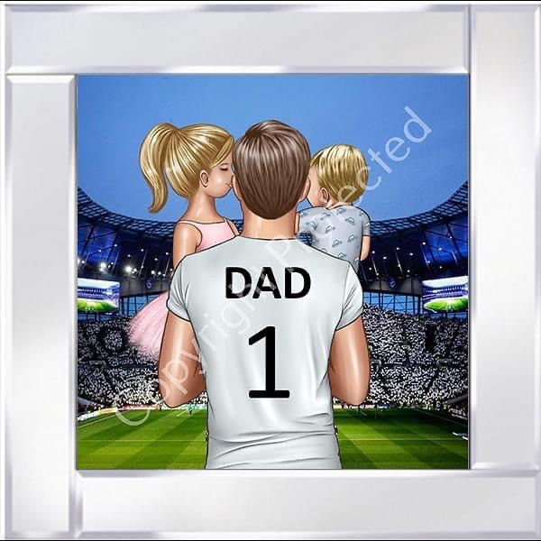 No1 Dad on Mirrored Frame 55x55cm - Spurs