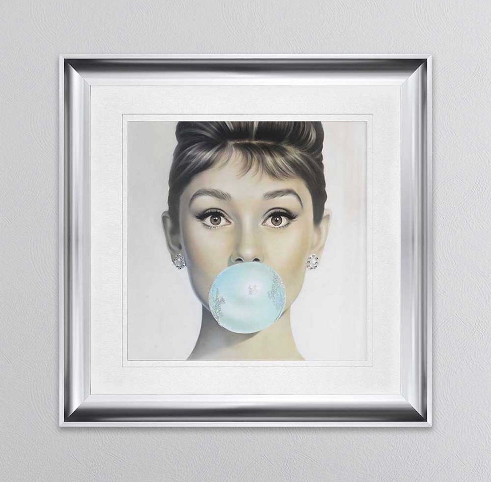 Thumbnail: Audrey Bubble Gum Chrome Scoop Frame 75x75cm