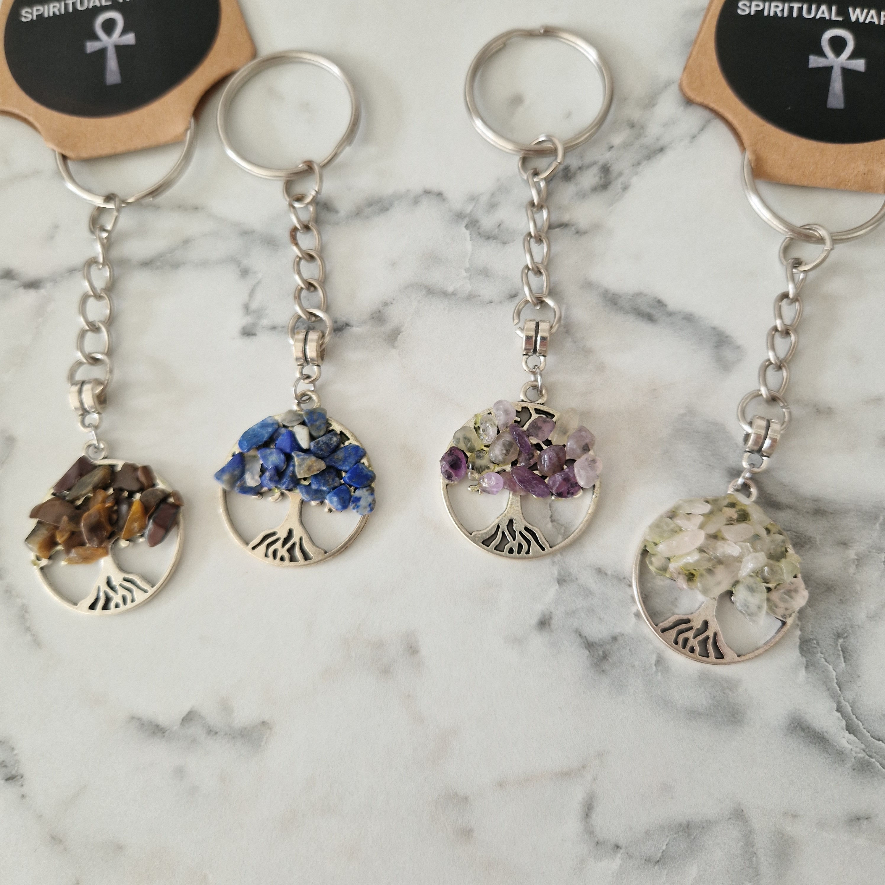 Tree Of Life Crystal Keyring/ Gemstone Tree Of Life Pendant