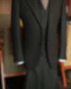 Moss green, three-piece flannel suit. Fabric from Drago Spa Full canvas construction by Pham Brother