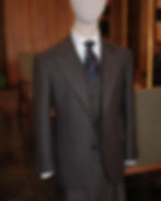 Brown three-piece suit. Fabric from Vitale Barberis Canonico Full canvas construction by Pham Brothe