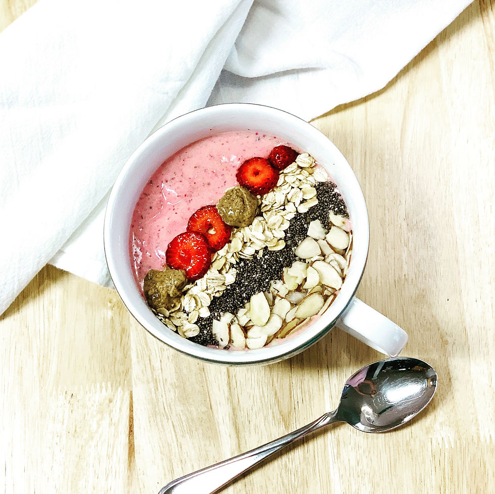 strawberries and cream smoothie bowl