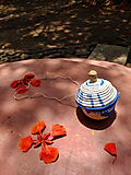 Handcraft - Blue and white basket.