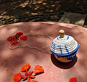 Handcraft - Blue and white basket.