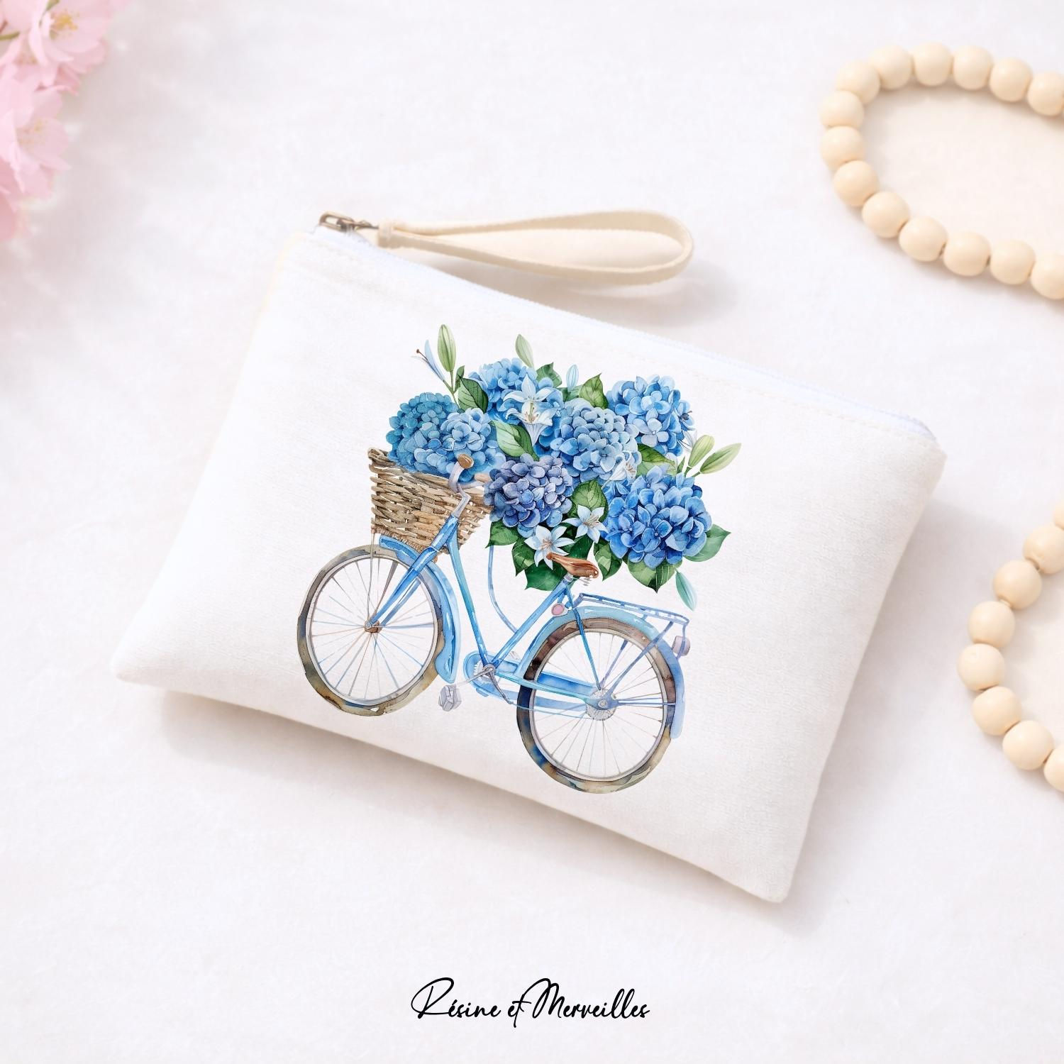 Pochette personnalisable vélo fleuri – designs doux et champêtres