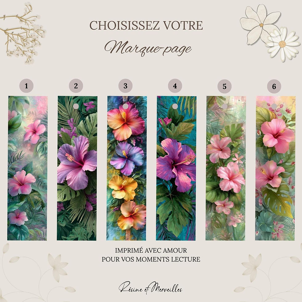 Miniature : Marque-page illustré – Fleurs tropicales