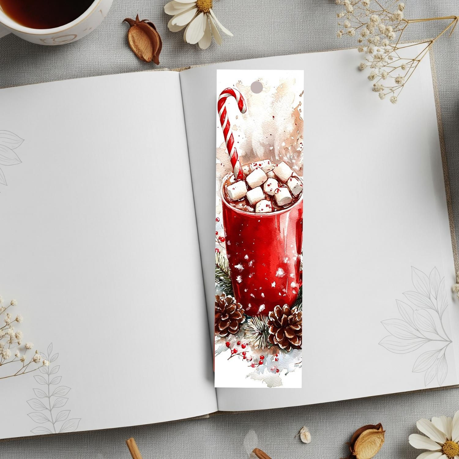 Marque-page Noël – Ambiance cocooning chocolat chaud ☕🎄