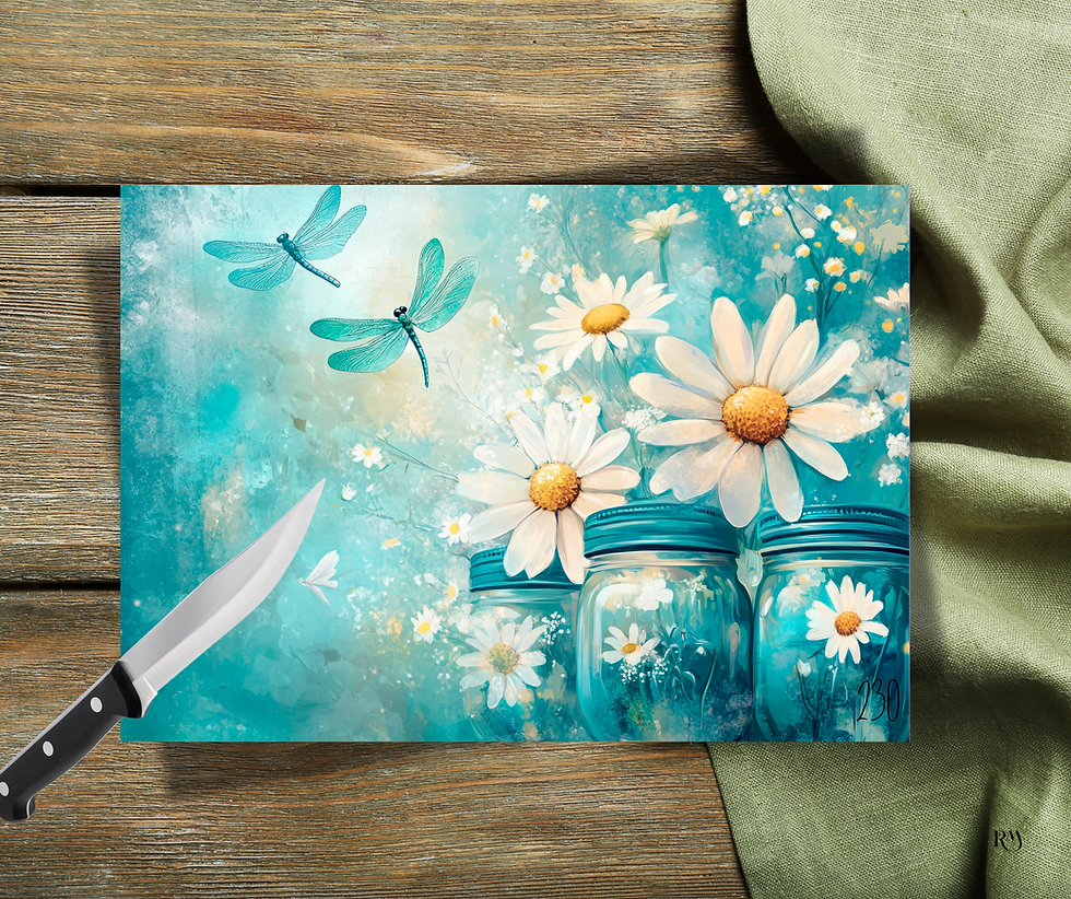 Miniature : Planches à découper – Marguerites & libellules, douceur champêtre 🦋
