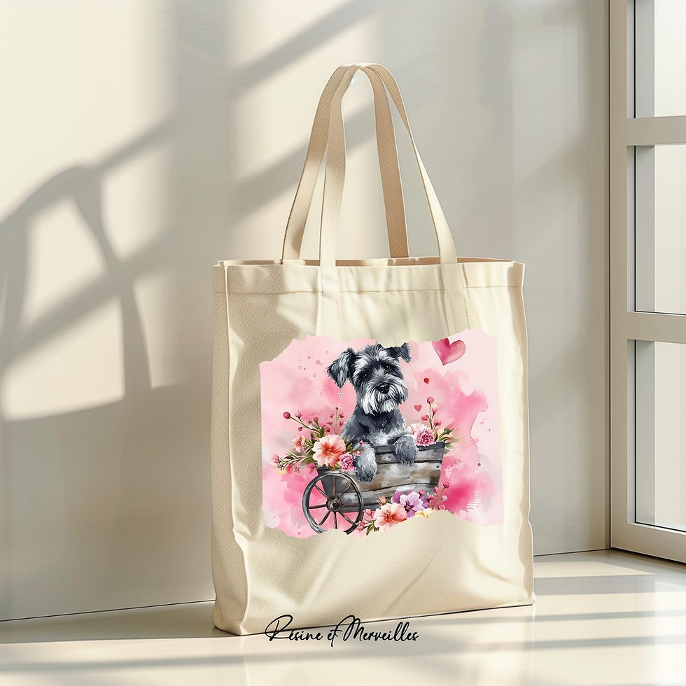 Miniature : Tote bag chiens adorables – designs doux et fleuris