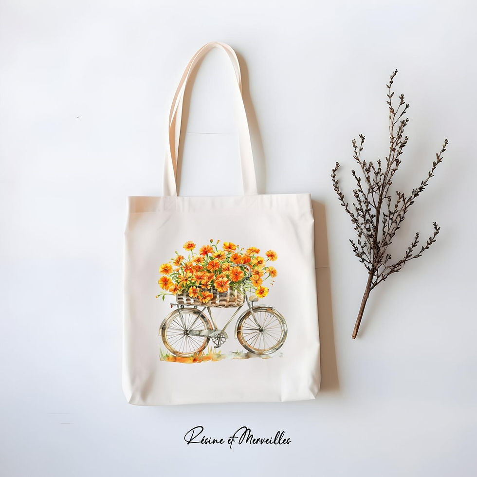 Miniature : Tote bag vélo fleuri – designs doux et champêtres